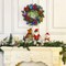 Lighted Outdoor Christmas Wreath with 40 LED Lights Timer Pine Cones (Colorful Lights)